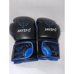 Jayefo Glorious Gel  Boxing Gloves 8 Oz Black Blue Vegan Leather